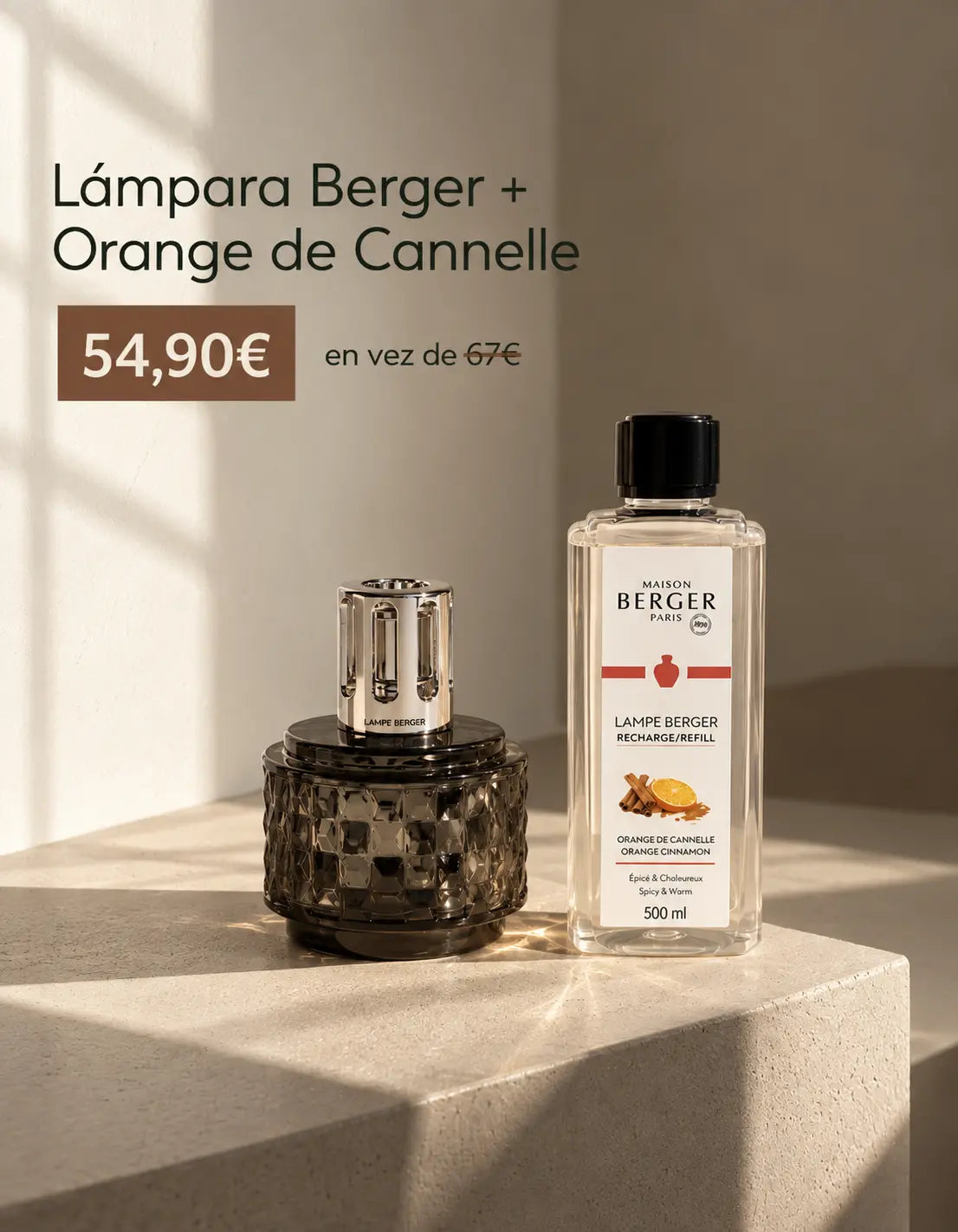 Pack especial Lámpara catalítica Variation Gris + Orange Cannelle 500 ml