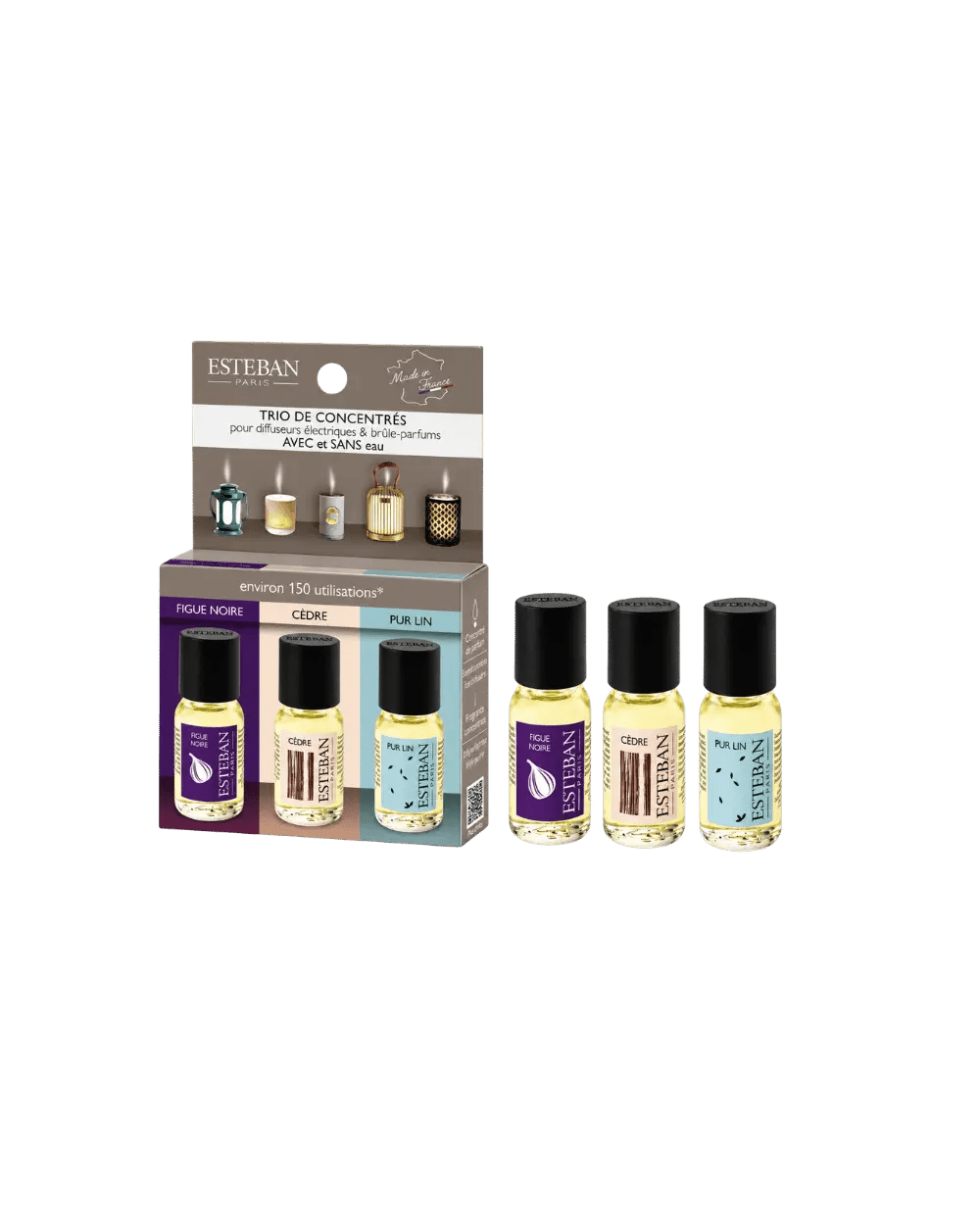 Pack 3 Concentrados de Perfume Figue Noire, Cèdre y Pur Lin – Esteban Paris - Maison Calma