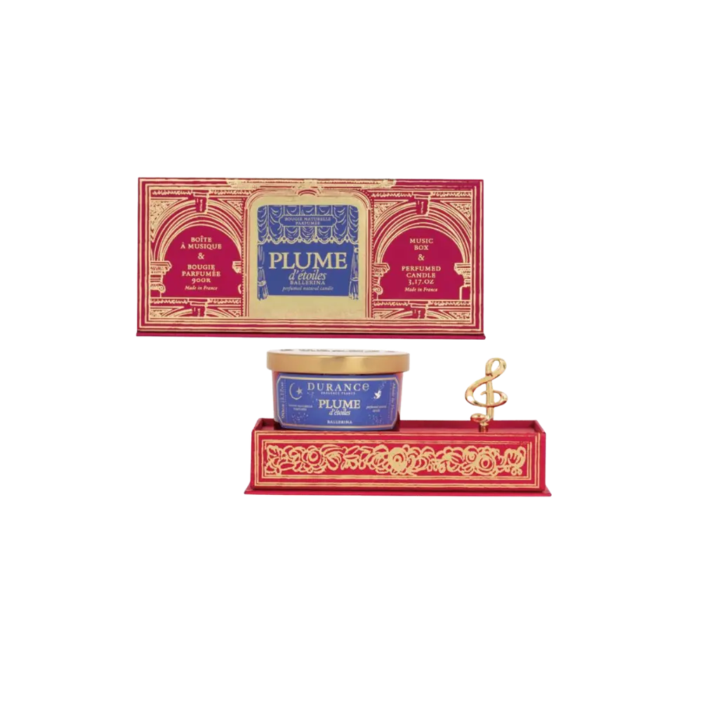 Pluma de Estrellas – Caja de Música con Vela 90 g | Durance - Maison Calma