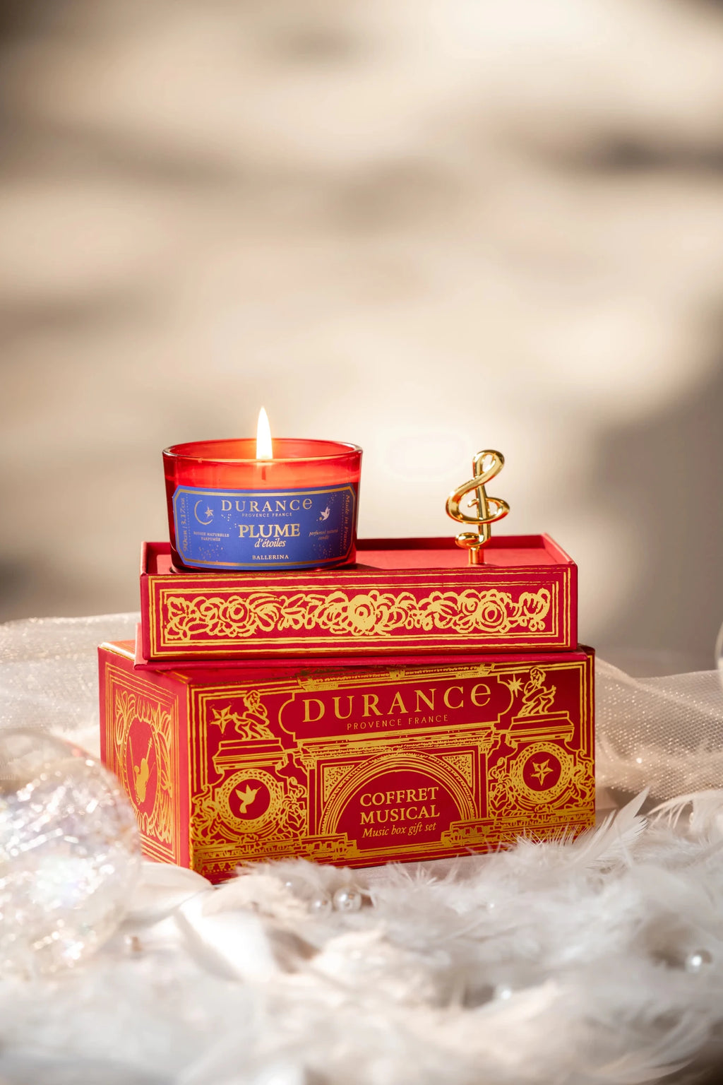 Pluma de Estrellas – Caja de Música con Vela 90 g | Durance - Maison Calma