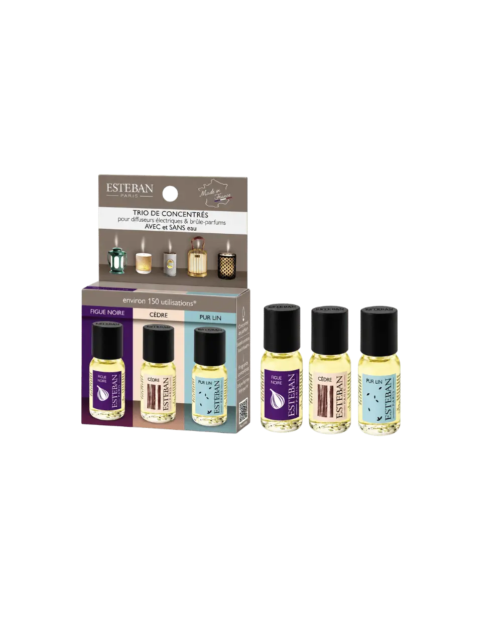 Pack 3 Concentrados de Perfume Figue Noire, Cèdre y Pur Lin – Esteban Paris