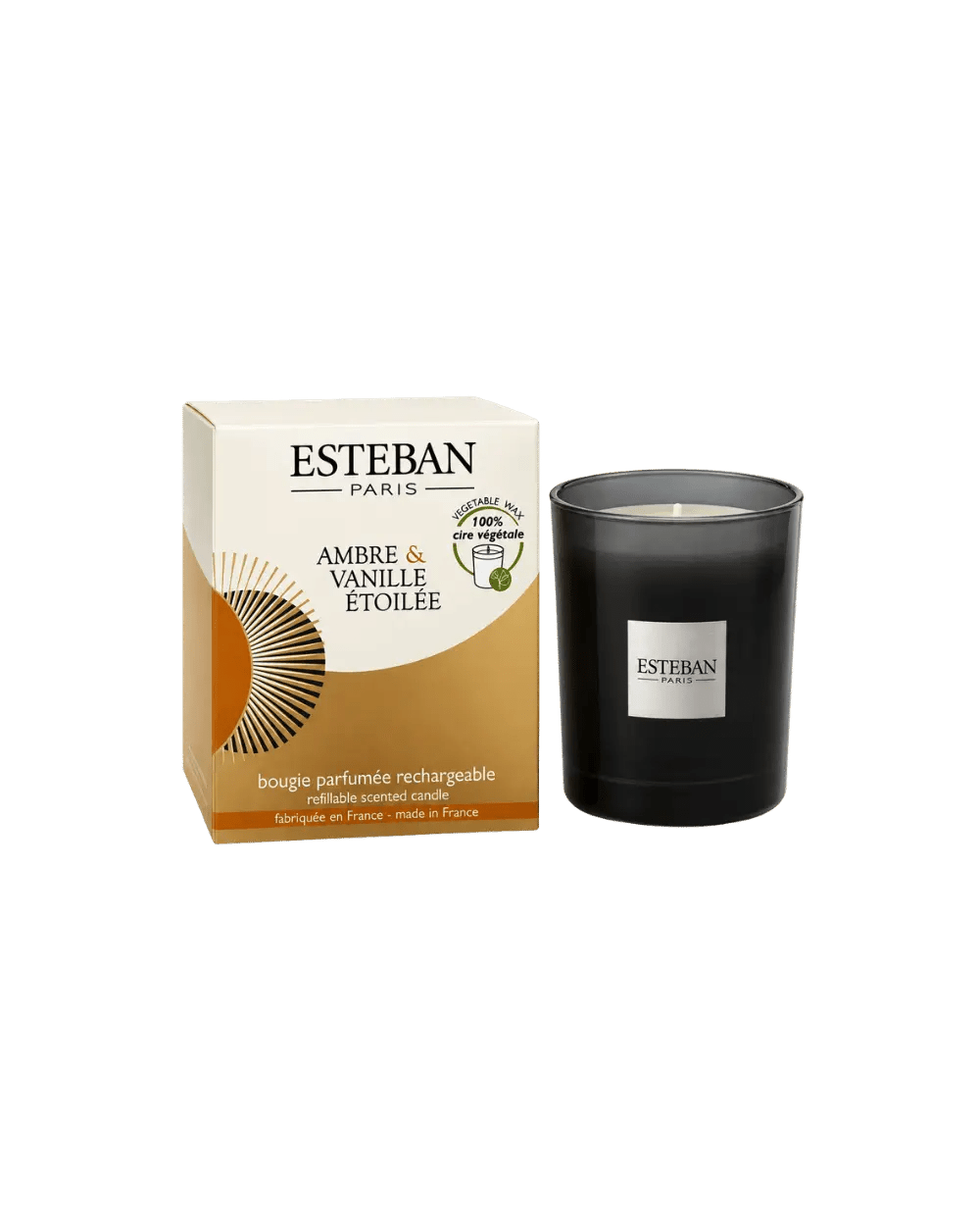 Vela Perfumada Ambre &amp; Vanille Étoilée 180 gr – Esteban Paris - Maison Calma