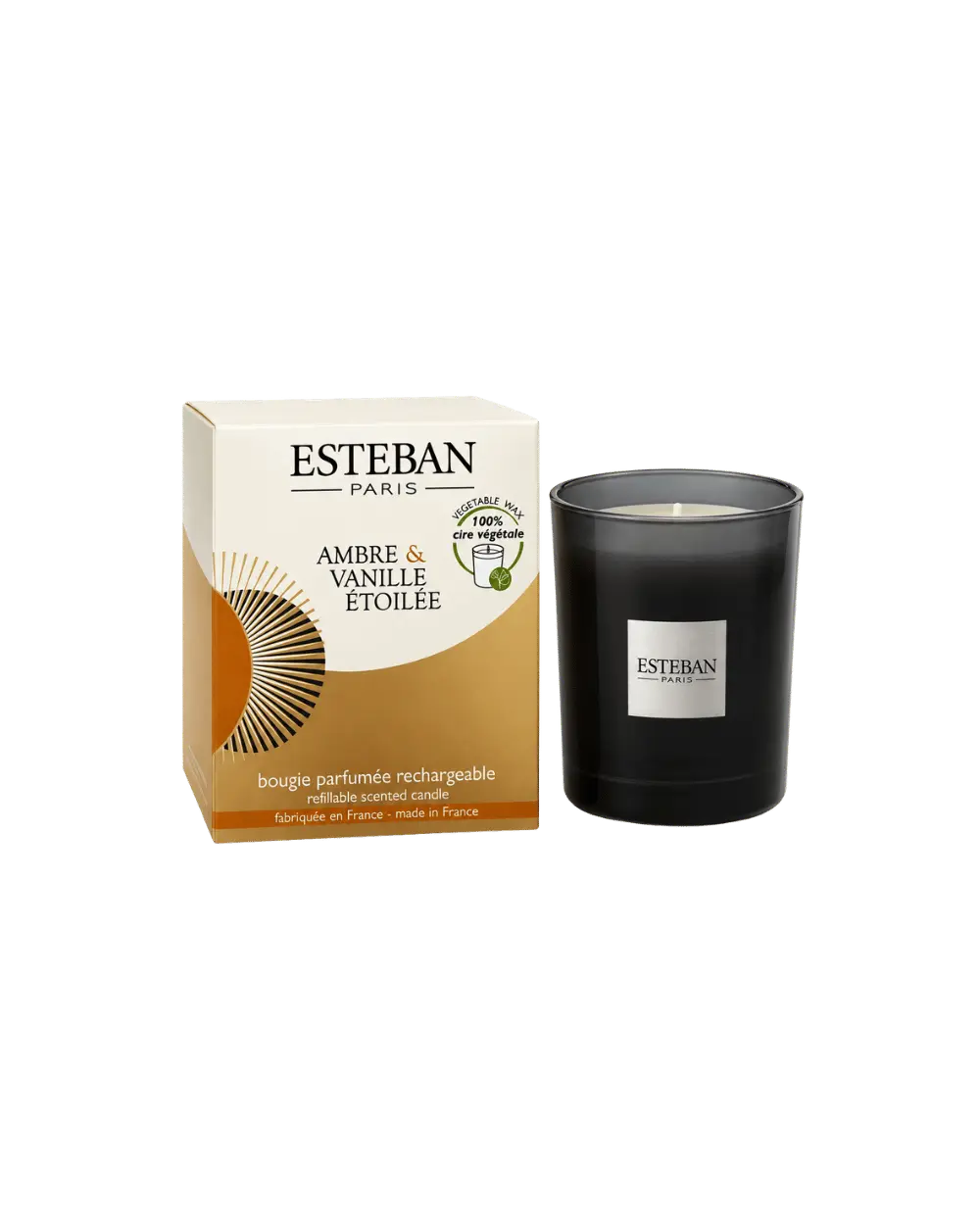 Vela Perfumada Ambre &amp; Vanille Étoilée 180 gr – Esteban Paris